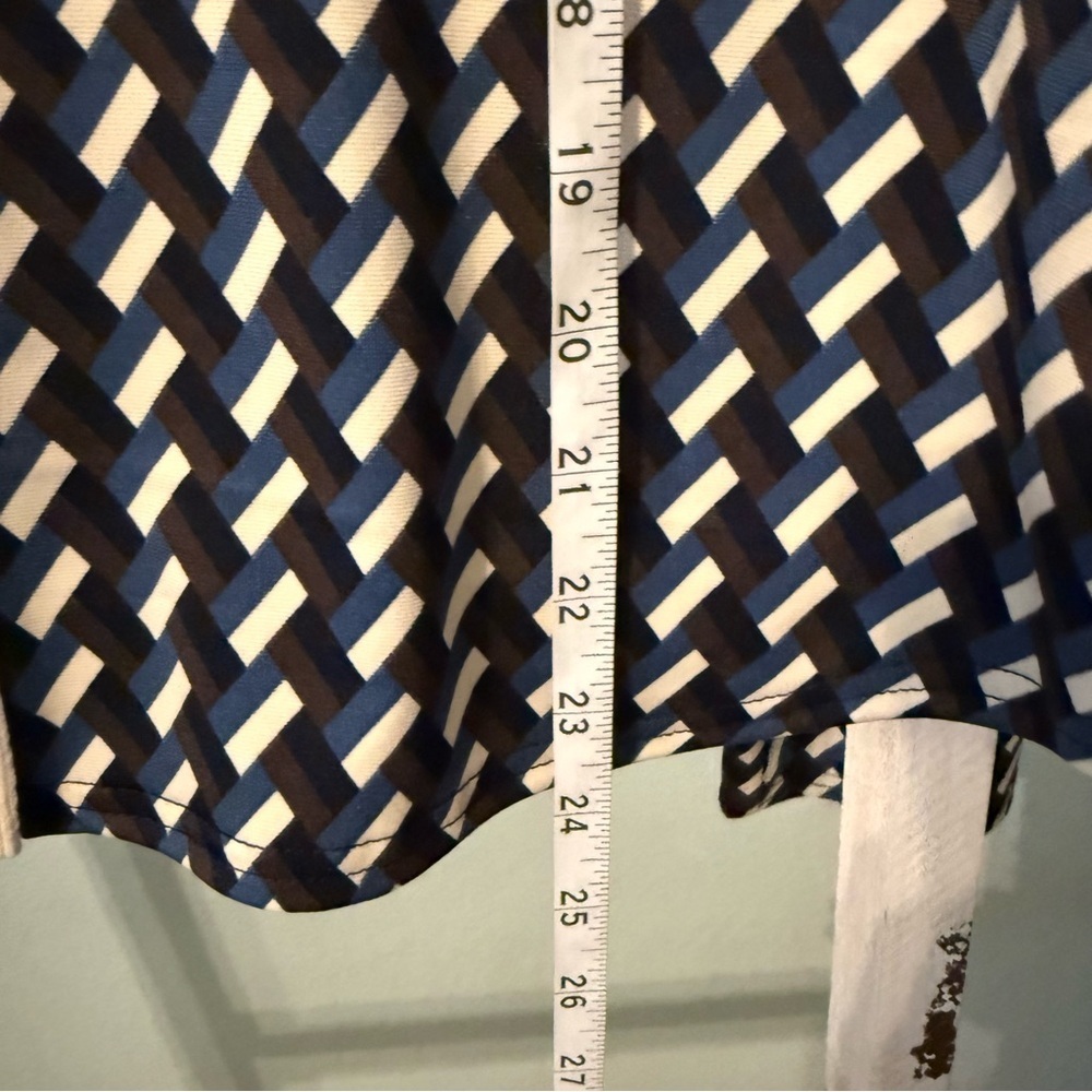 NWT Melloday Navy Cream Geometric Button Up Collared Long Sleeve Size L - Picture 6 of 10